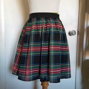 J. Crew Factory Gathered Black Plaid Skirt Size 0